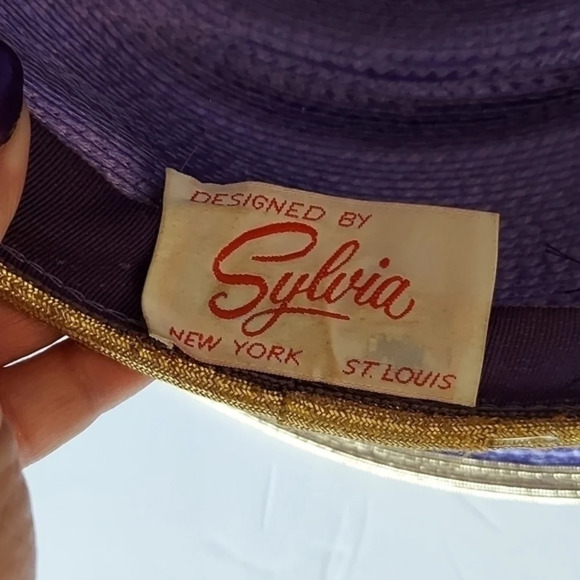 Vintage Sylvia Purple Gold Unique Woven Hat - Picture 8 of 9